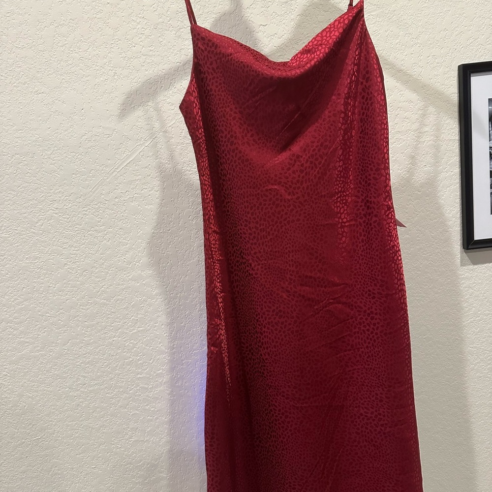 Sara Michelle Maroon Spaghetti Strap Slip Dress